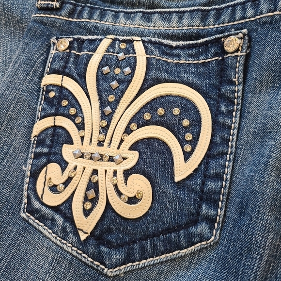 Miss Me JP5021 bling embroidered pockets Bootcut Jeans size 29 - Picture 4 of 8